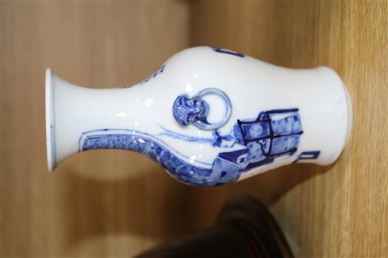 A Chinese blue and white baluster vase height 15cm